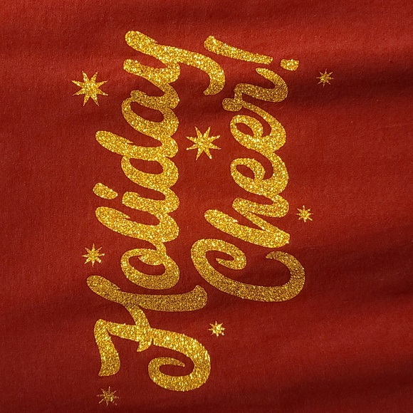 HOLIDAY CHEER Fun Winter GOLD Glitter Graphic T-Shirt NWOT - Picture 3 of 5
